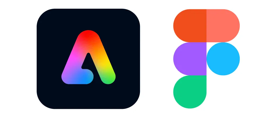 Adobe ExpressのロゴマークとFigmaのロゴマーク